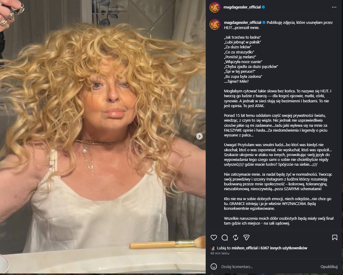 Magda Gessler komentuje hejt w sieci i ujawnia obraźliwe wpisy, zwracając uwagę na granice i odpowiedzialność internautów