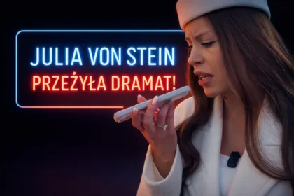 Julia Von Stein przy nowym Mercedes Maybach S 560 z kokardą na masce po odbiorze luksusowego auta