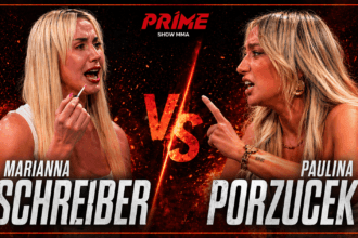 Marianna Schreiber vs Paulina Porzucek podczas konferencji Prime MMA 16, spięcie i prowokacyjne zachowanie zawodniczek na scenie