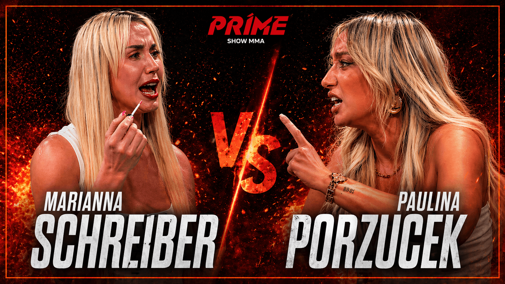 Marianna Schreiber vs Paulina Porzucek podczas konferencji Prime MMA 16, spięcie i prowokacyjne zachowanie zawodniczek na scenie
