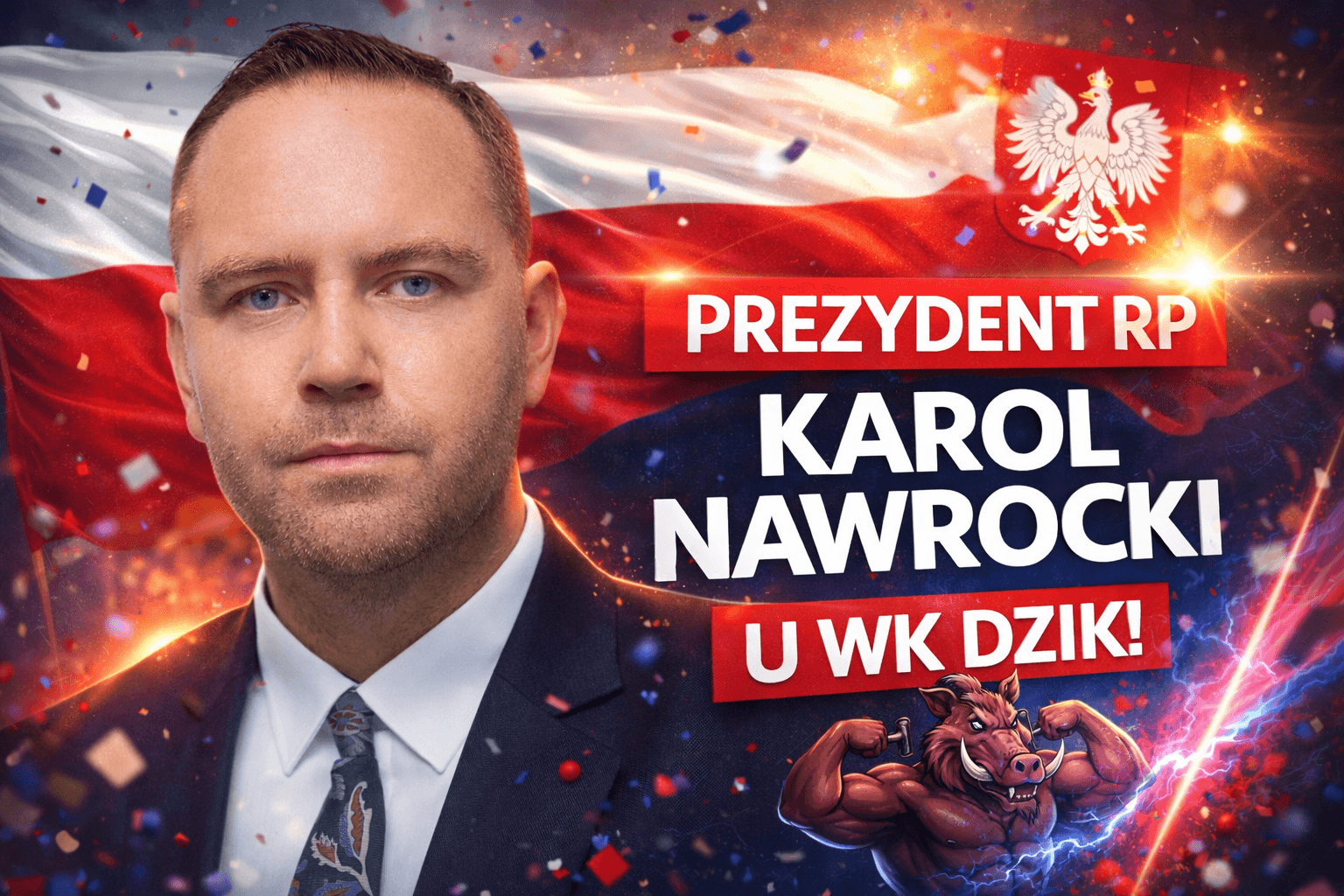Prezydent Karol Nawrocki podczas treningu siłowego na siłowni, wyciskanie na ławce przed wizytą u Warszawskich Koksów