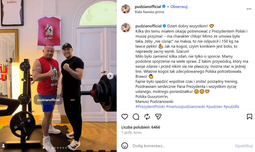 Mariusz Pudzianowski i Karol Nawrocki na ławie. Wspólny trening. Pudzian i głowa państwa. Ile wycisnął Prezydent?