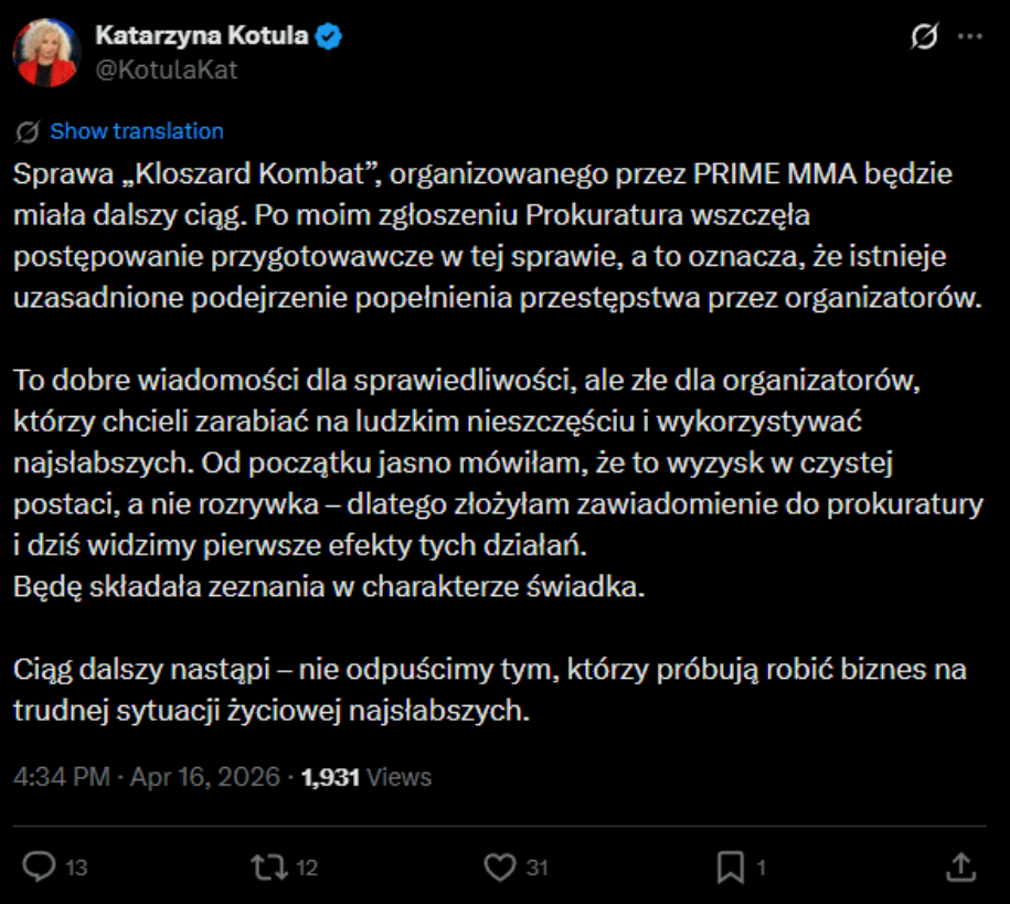 Katarzyna Kotula vs Prime MMA 16 