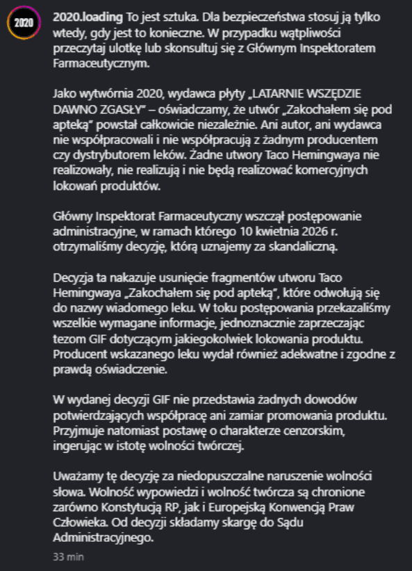 Taco Hemingway Zakochałem się pod apteką. Wytwórnia 2020 odpowiada GIF