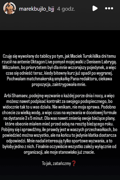 Denis Labryga zawalczy na kolejnym FAME MMA? Dumamy nad przyszłością Final Bossa 4 Oficjalne oświadczenie Marka Bujło w sprawie walki z Denisem Labrygą