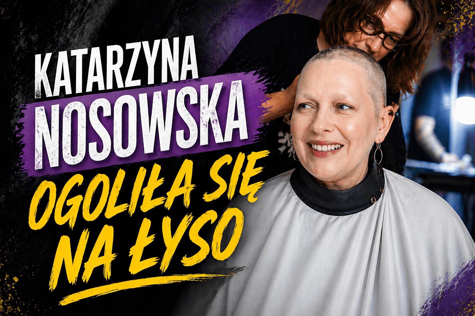 Katarzyna Nosowska podczas charytatywnego streamu Łańcogęga w trakcie golenia głowy przez Agatę Kuleszę