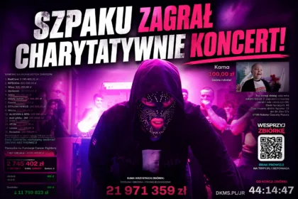 Szpaku podczas koncertu charytatywnego śpiewa na scenie z podopieczną Cancer Fighters