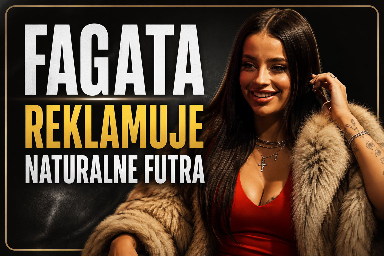 Fagata w naturalnym futrze z lisów srebrnych podczas sesji promocyjnej