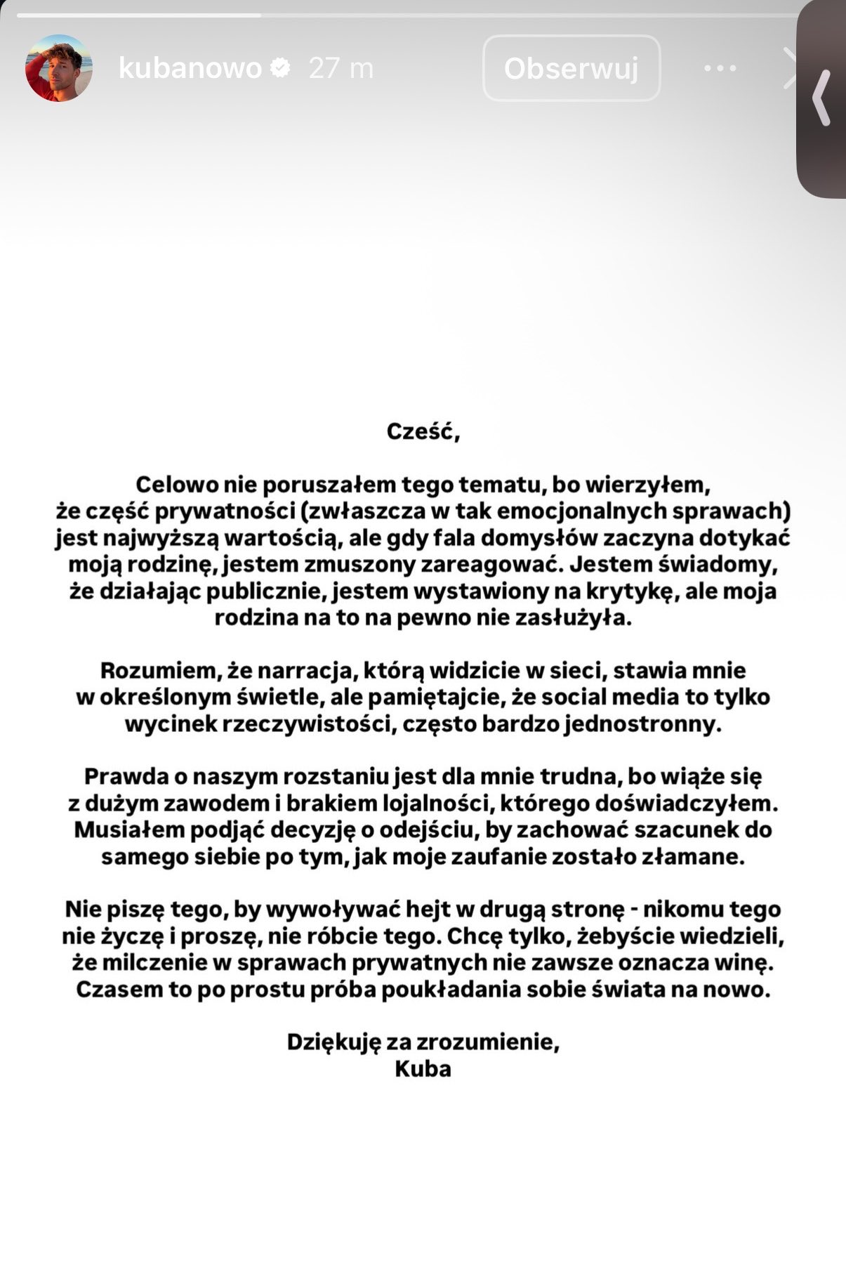 dlaczego Kubanowo rozstał się z Marysią Jeleniewską
Kubanowo wydał oświadczenie po rozstaniu
co napisał Kubanowo o Marysi Jeleniewskiej
Kubanowo o złamanym zaufaniu
Kubanowo i Marysia Jeleniewska koniec związku
influencerzy rozstanie 2025
Kubanowo mocne słowa po rozstaniu
Marysia Jeleniewska odpowiedź na oświadczenie