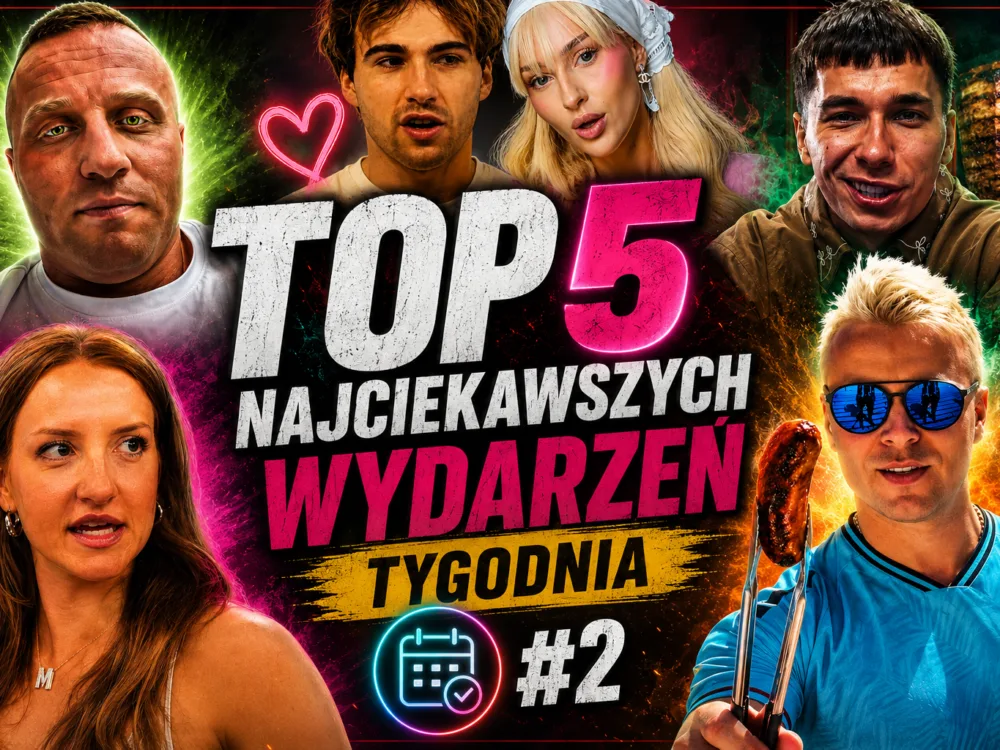 Top 5 najciekawszych wydarzeń tygodnia #2 8 Top 5 najciekawszych wydarzeń tygodnia #2. Kolaż przedstawiający pięć najgłośniejszych tematów tygodnia: Denisa Załęckiego, Bartek Kubickiego i Zofię Strulak, Friza i Przemka Pro, Monikę Kociołek oraz Skolima.