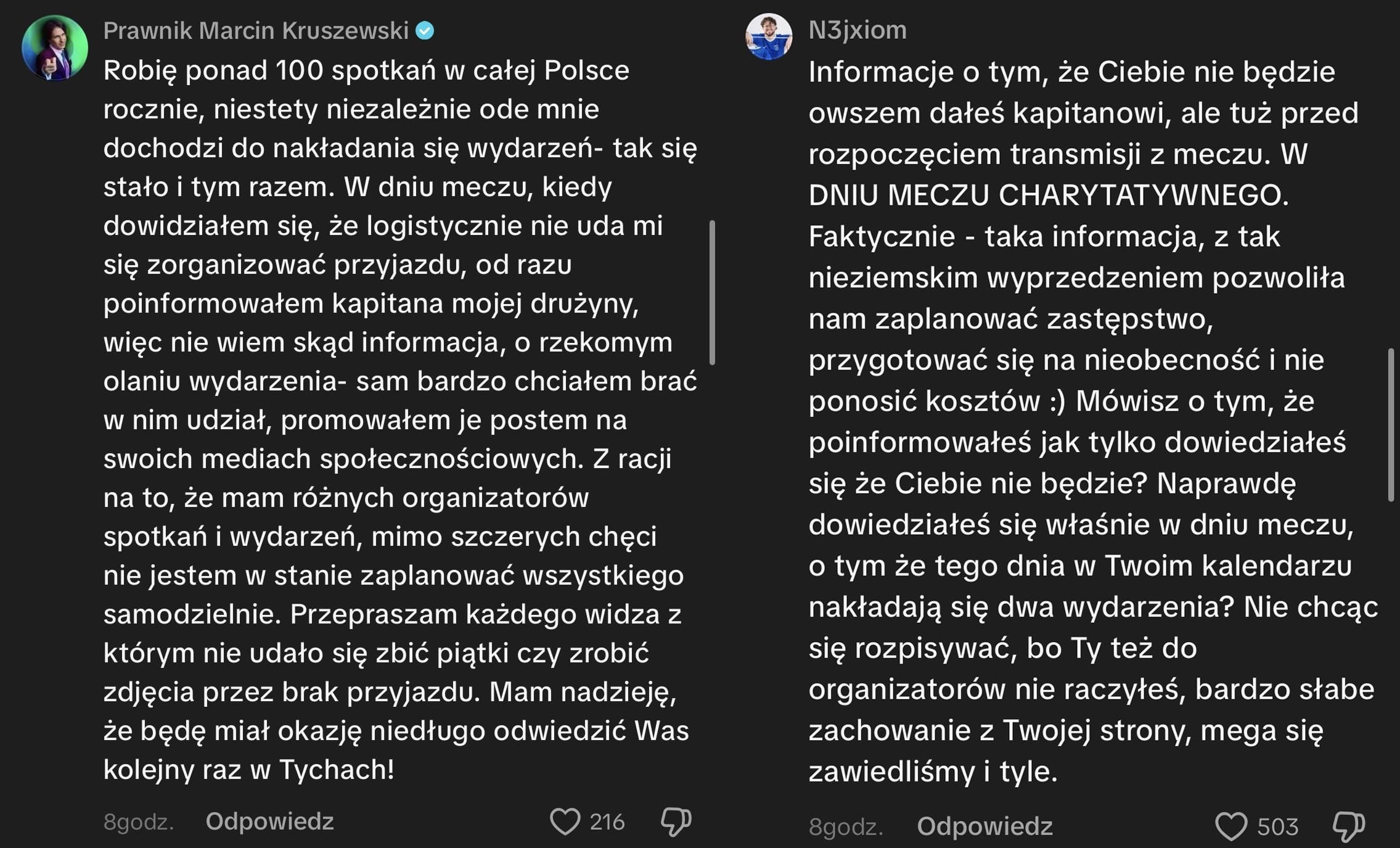 Prawo Marcina kontra organizatorzy. Dwie wersje jednej nieobecności 3 Prawo Marcina Fantazy
mecz charytatywny Fantazy
Fantazy mecz charytatywny
Neyksiom