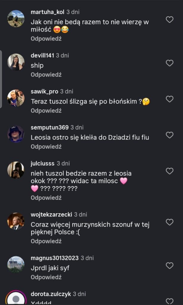Tuszol i Young Leosia przyłapani na czułych gestach? Internet huczy od plotek 4 Young Leosia
Young Leosia i Tuszol
Tuszol
Young Leosia Tuszol