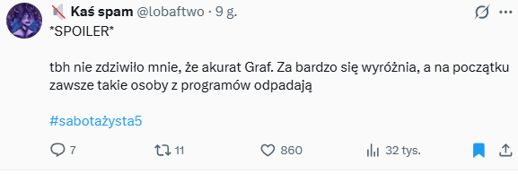 Umarł król, niech żyje GRAF! Czy GOAT wróci do programu Sabotażysta 5? 6 Umarł król, niech żyje GRAF! Czy GOAT wróci do programu Sabotażysta 5?
