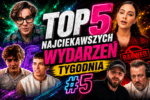 Top 5 najciekawszych wydarzeń tygodnia #5 - kolaż przedstawiający najgłośniejsze internetowe wydarzenia tygodnia, w tym Farmę Bagiego, Honoratę Skarbek, Friza, Amadeusza Ferrariego oraz podcast Wojewódzki & Kędzierski.