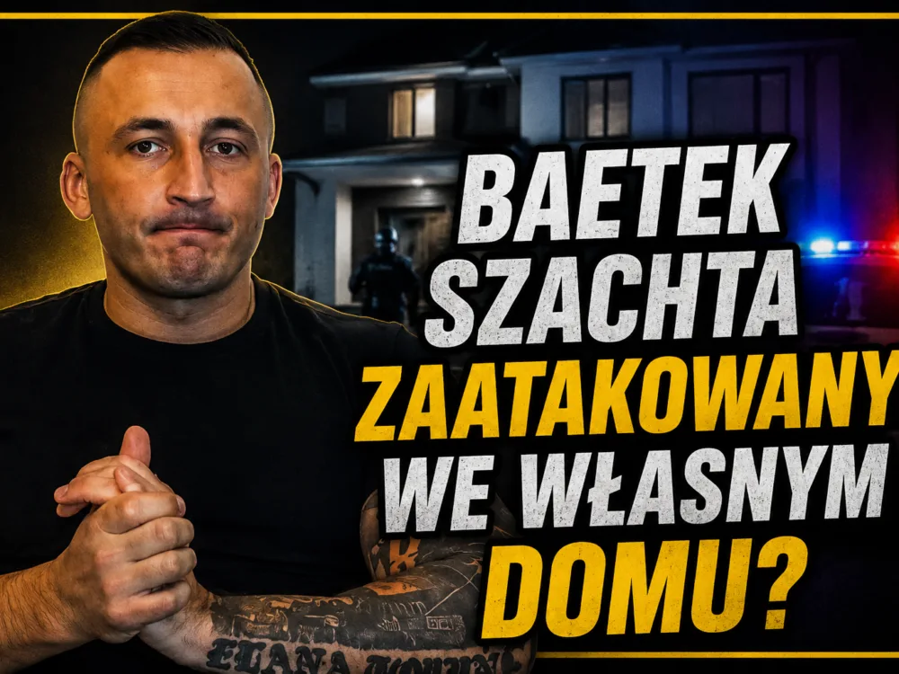 Bartek Szachta po doniesieniach o nocnym ataku na jego dom. Według relacji doszło do wybicia szyby i podpalenia drzwi wejściowych.