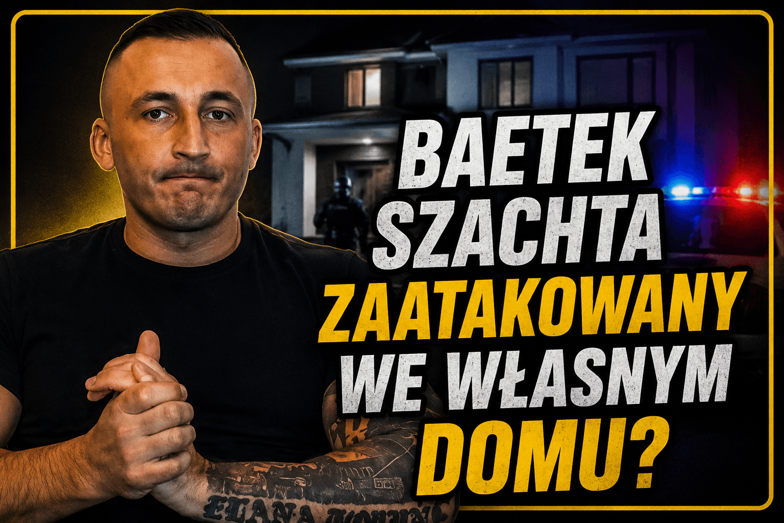 Bartek Szachta po doniesieniach o nocnym ataku na jego dom. Według relacji doszło do wybicia szyby i podpalenia drzwi wejściowych.