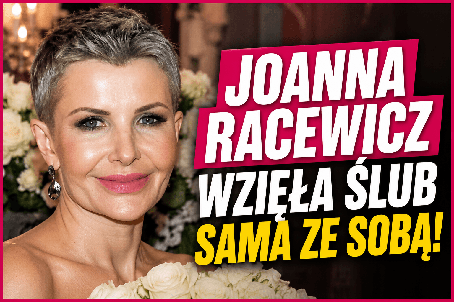 Joanna Racewicz wzięła ślub sama ze sobą 1 Joanna Racewicz podczas symbolicznej ceremonii ślubu z samą sobą. Dziennikarka wyjaśniła, że sologamia jest dla niej wyrazem samoakceptacji i miłości do siebie.